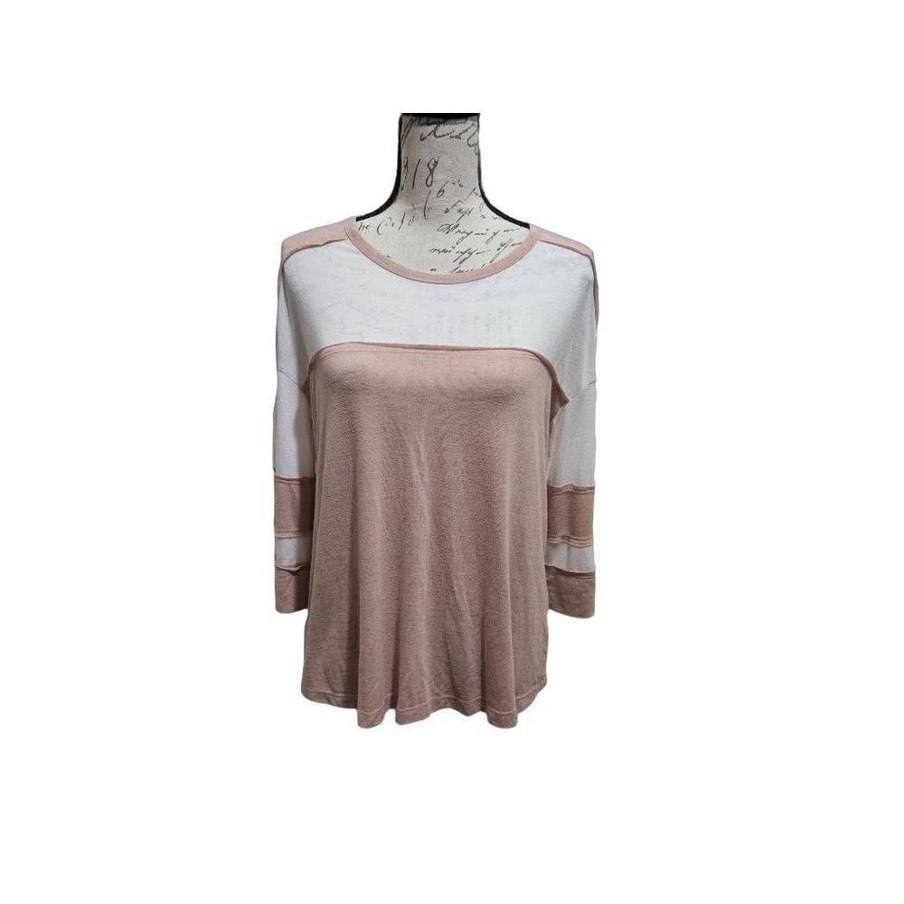 GOOD Luck Gem Ladies Pink & White Striped Rugby Shirt - Size Small